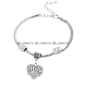 SALE ** Grandma Crystal Inlayed Heart Bracelet